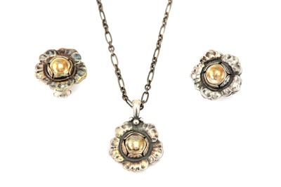 Lot 406 - A Georg Jensen pendant and pair of earrings,...