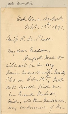 Lot 129 - Howe (Julia Ward) Autograph letter to E.B....