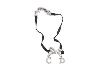 Lot 307 - Christian Dior Diamante Bow Choker, silver...