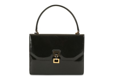 Lot 225 - Gucci Black Patent Top Handle Bag, 1960s,...