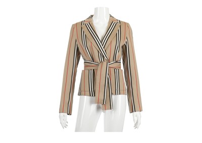 Lot 323 - Burberry Striped Cotton Blazer, taupe with...