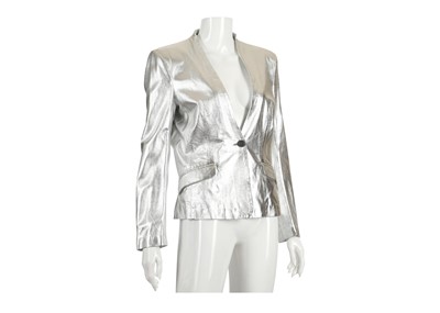 Lot 132 - Pierre Balmain Silver Leather Jacket, single...