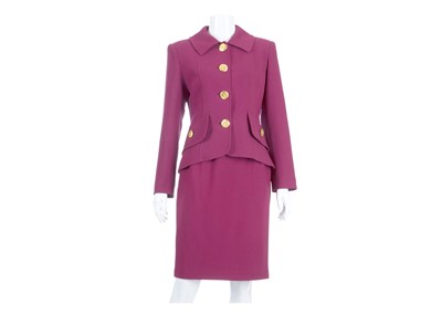 Lot 143 - Christian Lacroix Raspberry Wool Skirt Suit,...