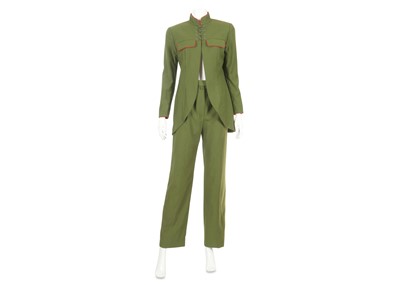 Lot 399 - Christian Dior Khaki Green Trouser Suit, 2000s,...