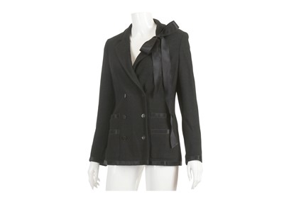 Lot 263 - Chanel Black Boucle and Silk Ribbon Jacket, c....