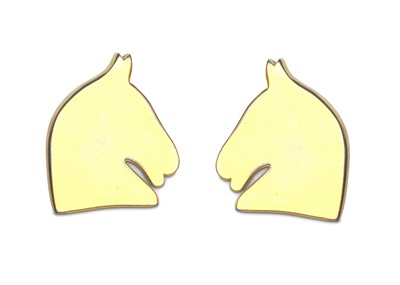 Lot 274 - Hermes Vintage Horse Earrings, gilt metal with...