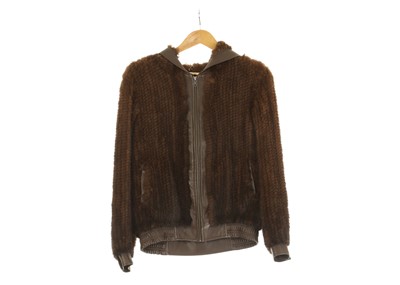 Lot 434 - Mink Trimmed Hooded Jacket, zip up hooded...