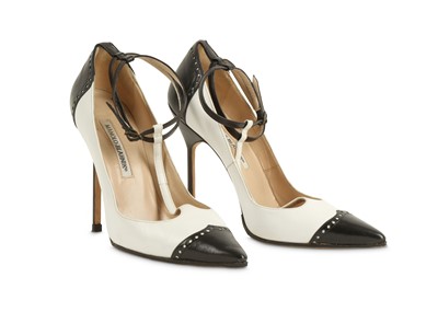 Lot 465 - Manolo Blahnik Two Tone High Heeled Shoes,...