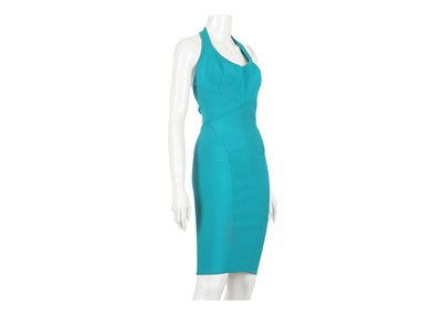 Lot 45 - Herve Leger Turquoise Halterneck Bandage Dress,...