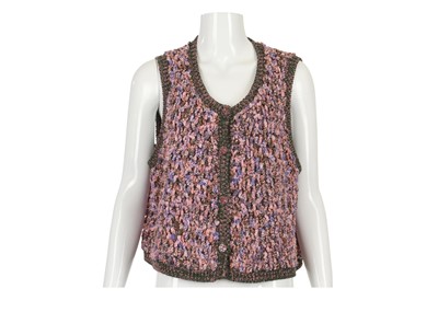 Lot 27 - Chanel Pink and Green Chunky Knitted Waistcoat...