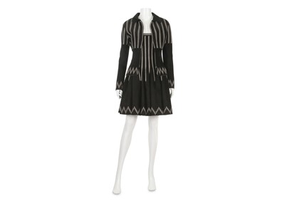 Lot 254 - Alaia Black and White Velveteen Ensemble,...