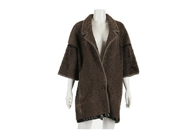 Lot 329 - Hockley Brown Persian Lamb Coat, black beaded...