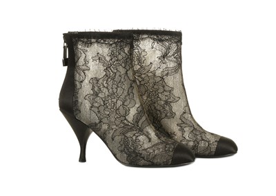 Lot 239 - Chanel Lace Boots, zip up ankle boots with...