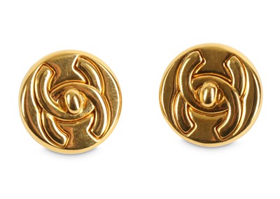 Lot 435 - Chanel CC Turnstile Lock Earrings, c. 1997...