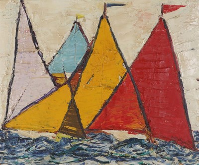 Lot 105 - Milligan (Spike) Sailboats, acrylic on board,...