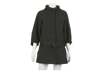 Lot 296 - Prada Dark Grey Wool Coat, fitted belted...