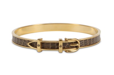 Lot 275 - Hermes Lizard Belt Bangle, gold tone bangle...
