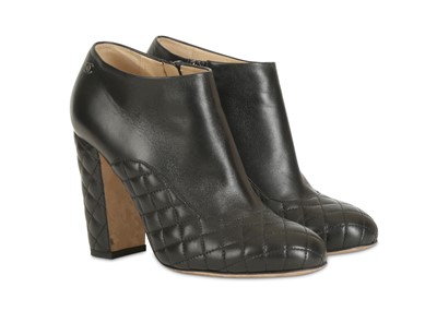 Lot 235 - Chanel Black Heeled Ankle Boots, quilted...