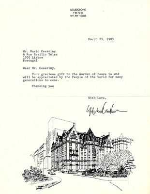 Lot 160 - Ono (Yoko) Typed letter signed ('Yoko Lennon')...