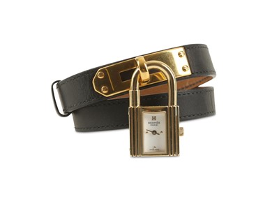Lot 273 - Hermes Black Double Tour Kelly Watch Bracelet,...