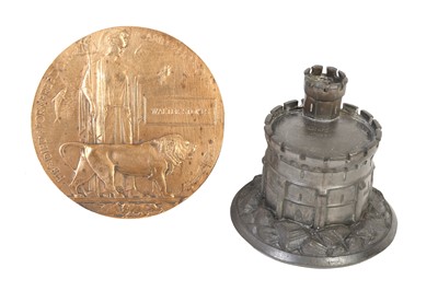 Lot 20 - A bronze WW1 death plaque for Walter Stokes....