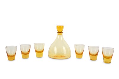 Lot 72 - A WHITEFRIARS M60 AMBER GLASS DECANTER SET...