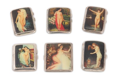 Lot 322 - Six George V sterling silver cigarette cases,...