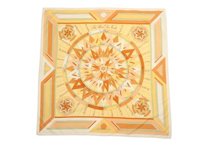 Lot 196 - Hermes 'La Rose des Vents' Cotton Scarf,...