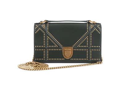 Lot 407 - Christian Dior Dark Green Diorama Clutch, c....