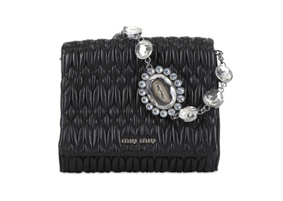 Lot 127 - Miu Miu Crystal Matelassé Clutch, black ruched...