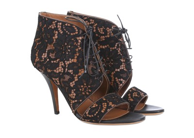 Lot 240 - Givenchy Black Lace Sandals, c. 2018, tan...