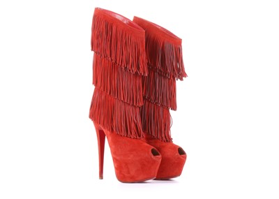 Lot 84 - Christian Louboutin Red Highness Tina Tassel...