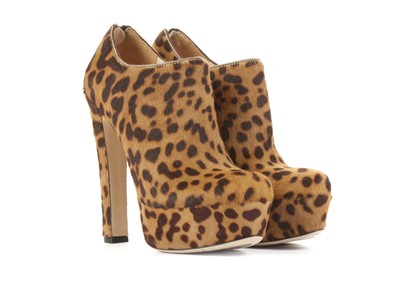 Lot 183 - Miu Miu Leopard Print Platform Ankle Boots,...