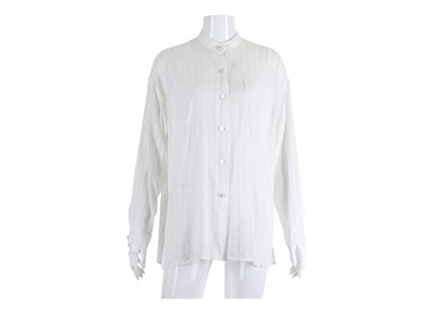 Lot 299 - Chanel White Seersucker Blouse, 1990s, with...