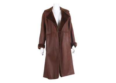 Lot 325 - Loewe Brown Suede Coat, 1990s, long flowing...