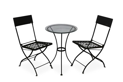 Lot 732 - A circular glass top bistro table, on a...