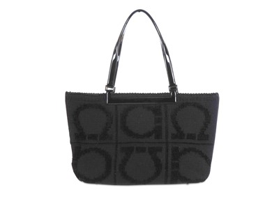 Lot 106 - Salvatore Ferragamo Black Knitted Tote, patent...