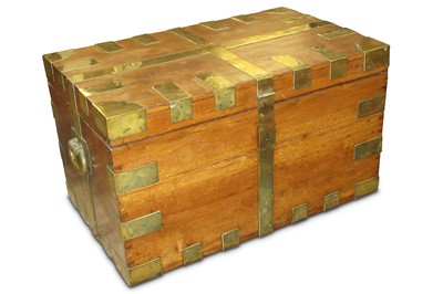 Lot 741 - A 19th century oak and brass bound silver...