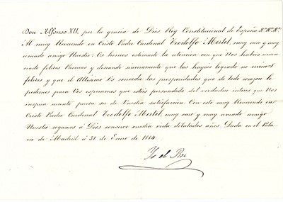 Lot 230 - Alfonso XII, King of Spain Letter signed ('Yo...