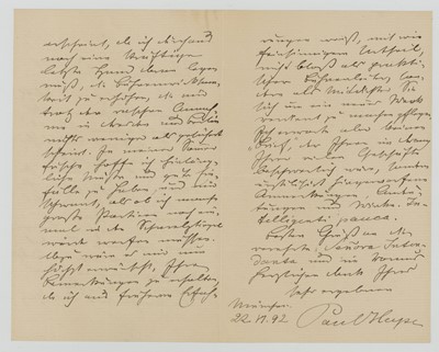 Lot 128 - Heyse (Paul) Signed letter (‘Paul Heyse’), in...