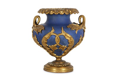 Lot 12 - A LOUIS XVI STYLE BLUE PORCELAIN AND GILT...