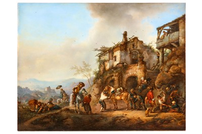 Lot 23 - A VERY LARGE MEISSEN PORCELAIN PLAQUE OF 'LA...