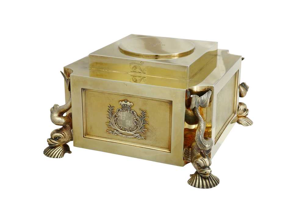 Lot 121 - The Duke of Leeds' Doncaster Cup stand - A George IV sterling silver gilt plinth, London 1824 by John Bridge of Rundell, Bridge and Rundell (reg. 25th Nov 1823)