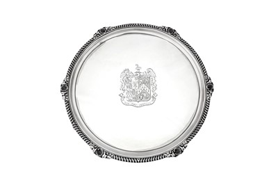 Lot 8 - A large George III sterling silver salver, London 1814 by William Burwash