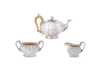 Lot 18 - Countess of Listowel - A George IV sterling silver three-piece tea service, London 1826 by Robert Garrard II (reg. 16th April 1818)