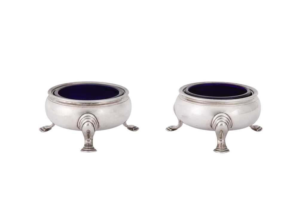 Lot 81 - A pair of George II sterling silver salts, London 1743 by Edward Wood (first reg. 18th Aug 1722)
