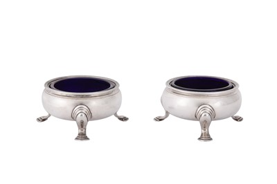Lot 81 - A pair of George II sterling silver salts, London 1743 by Edward Wood (first reg. 18th Aug 1722)