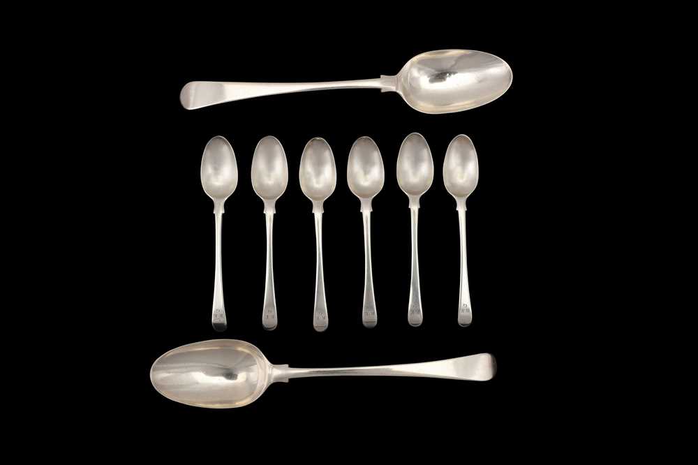 Lot 49 - A pair of George III sterling silver tablespoons, London 1760 by Paul Callard (reg. 8th Jan 1752)