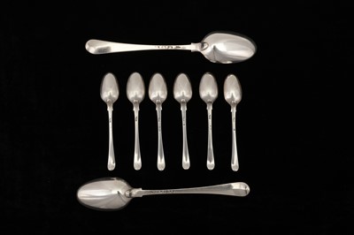 Lot 49 - A pair of George III sterling silver tablespoons, London 1760 by Paul Callard (reg. 8th Jan 1752)