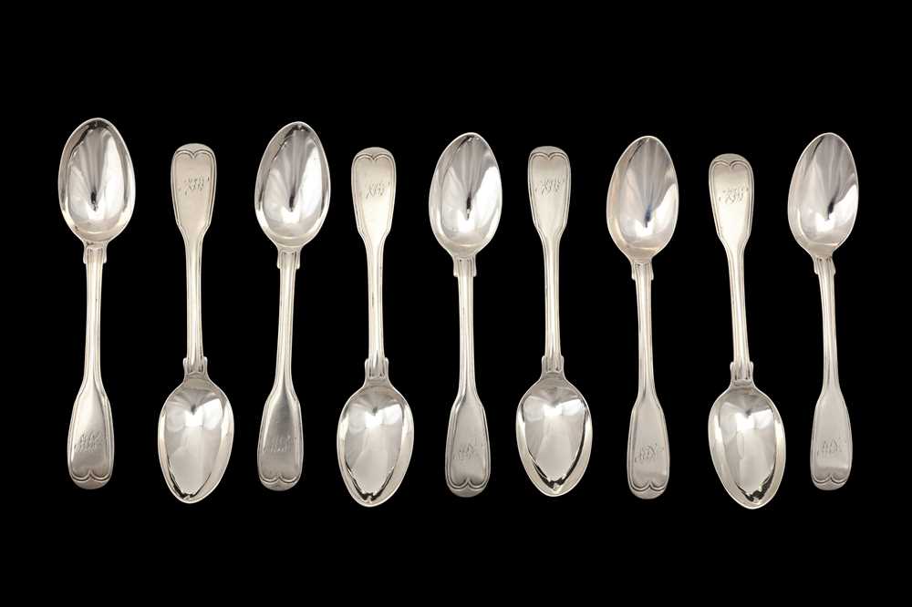 Lot 54 - Nine George III sterling silver teaspoons, London 1815 by Paul Storr (1771 - 1844, reg. 12th Jan 1793)